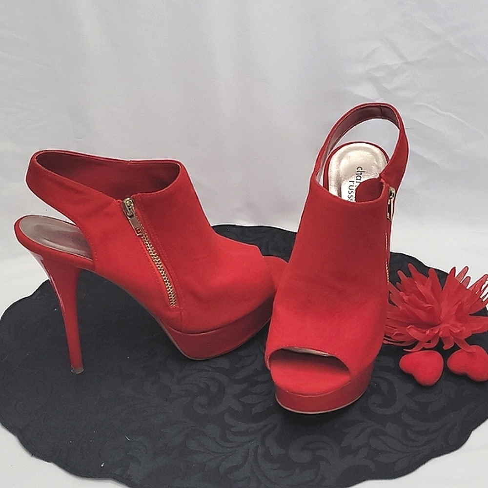 Charlotte Russe Sz 9 Red Sling back booties